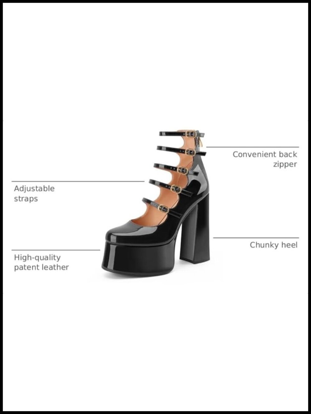 Women's Ankle Boots Chunky Platform Heels Mary Jane Goth Boots Block Heel - Picture 2 of 6